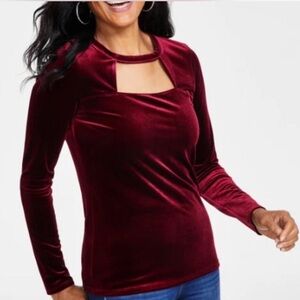 INC International Concepts Velvet Burgundy Blouse
